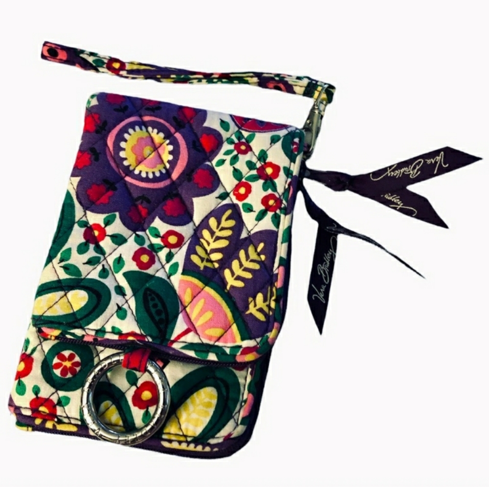 VERA BRADLEY Double ID Zip Wallet Happy Snails PrintEUC!